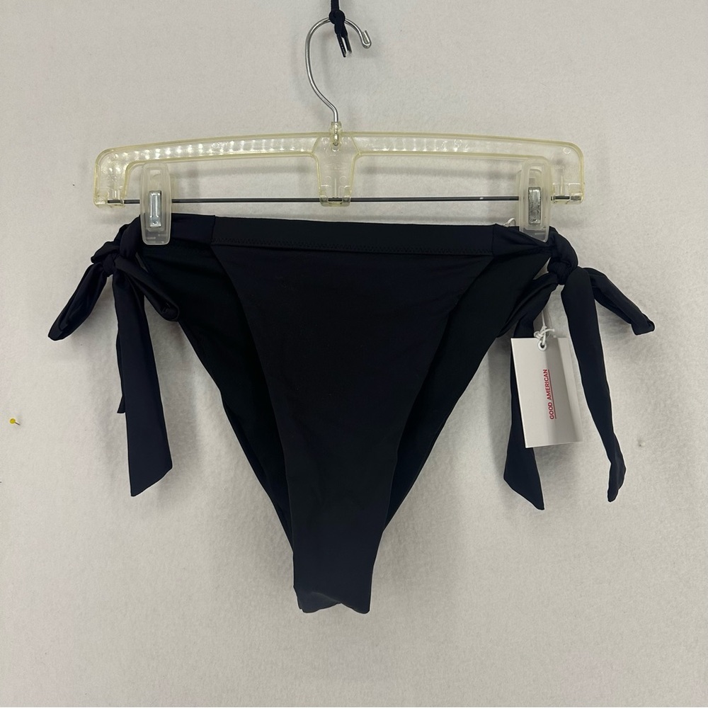 NWT Good American‎ Side Tie Band Bikini Bottoms Size 3 Black